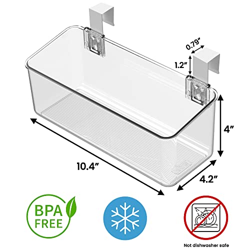 vacane Plastic Over Cabinet Door Organizer with Removable Hooks, Clear Hanging Baskets for Organizing Over the Cabinet Organizer Holder for Kitchen, Pantry, Bathroom-Hang Outside or Inside Door-M - style: M