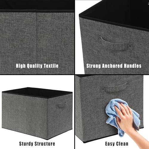 Simple Houseware 15 x 13 Inch Collapsible Fabric Storage Bin with Handles, 2 Pack, Dark Gray - color: Dark Grey