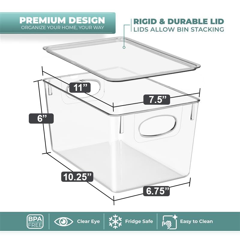 Sorbus Large Clear Plastic Bins with Lids – Stackable Organizer for Toys, Clothes, Medicine, Makeup, Closet, Art Supplies, Bathroom, Shoes – 8 Pack - size: Large, style: 8 Pack
