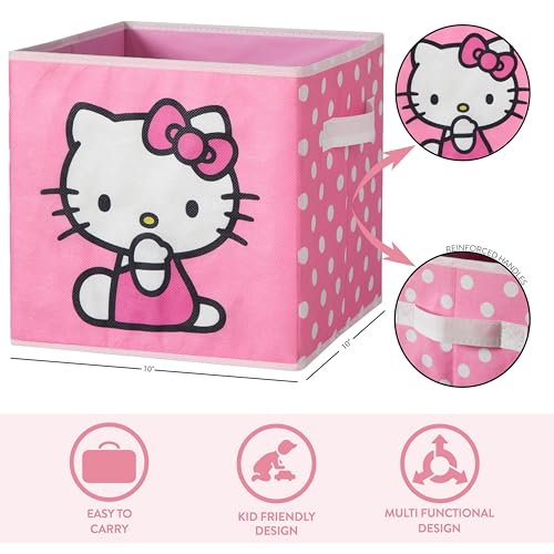 Hello Kitty Set of 2 Durable Storage Cubes with Handles, 10"x10"x10" Cubes - color: Hello Kitty
