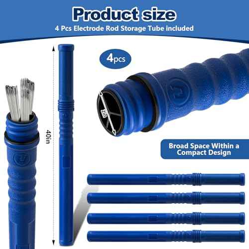Tandefio 4 Pcs Welding Rod Storage Tube 40 Inch Tig Rod Storage Canisters Welding Electrode Holder Airproof Waterproof Container(Blue)