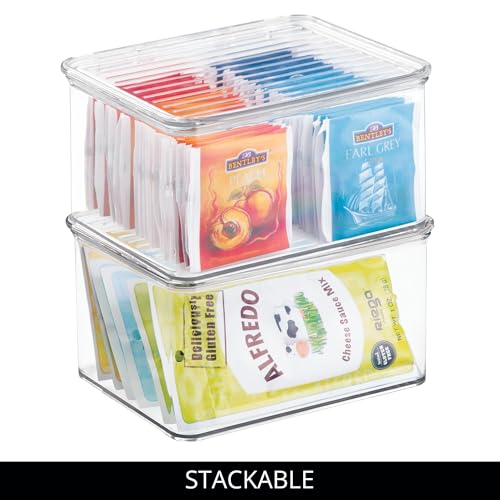 iDesign Plastic Stackable Hinged-Lid Pantry or Kitchen Storage Box - Set of 6 - Clear - style: Pack of 6