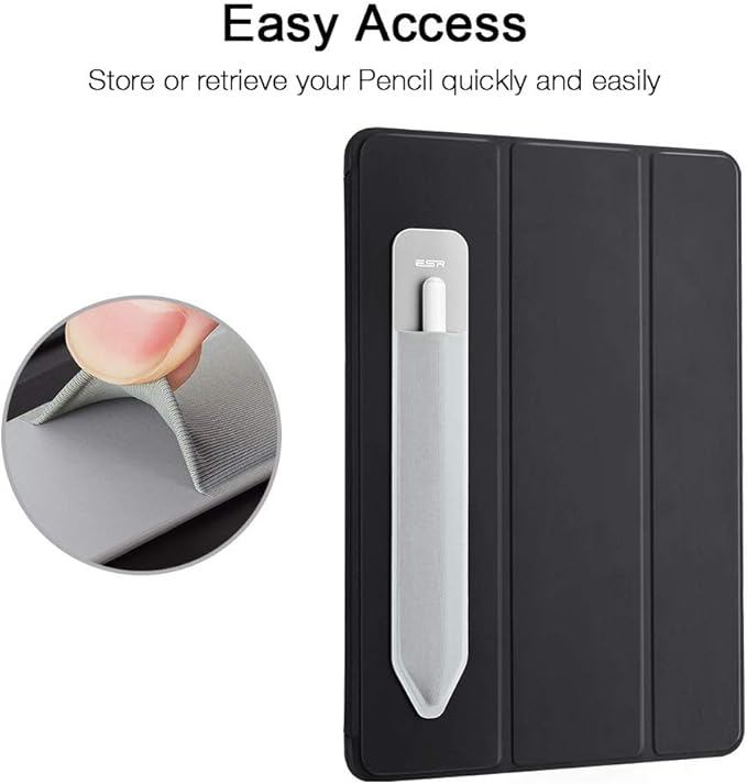 ESR Pencil Holder Compatible with Pencil (2nd/1st Generation) & Pencil (USB-C), Elastic Pocket, Stylus Pens Protected and Safe, Pouch Adhesive Sleeve Attached to Case for Stylus Pens, Silver Grey