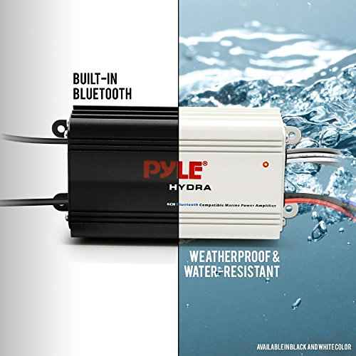 Pyle 200W RMS 4-Channel Marine Amplifier - Bluetooth Wireless Audio Streaming - Waterproof - Full Range Stereo w/ RCA - High Crossover HD Music - Multi-Channel System - Compact & Powerful - PLMRMB4CB