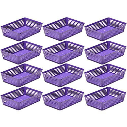 YBM HOME Plastic Storage Baskets, Purple, 9 in L x 8.25 in W x 2.25 in H - color: Purple, size: 12
