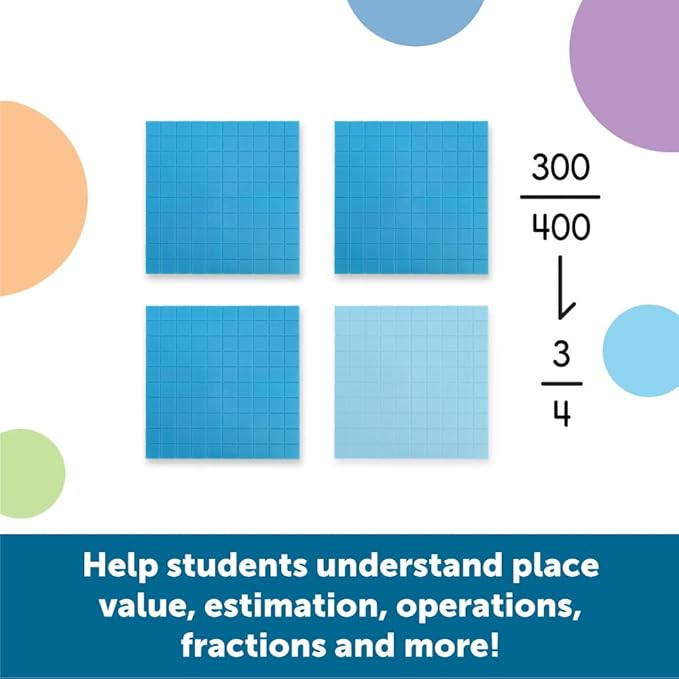 Learning Resources Plastic Base Ten Starter Set - 1st Grade Math Manipulatives for Elementary School Classroom, Learn Place Value, Base 10 Blocks for Math, Kids Counting Blocks and Teacher Supplies
