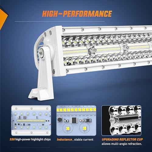Nilight Marine LED Light Bar Navigation Lights 42 Inch Curved White Spot Flood Combo Ponton Boat Deck Dock Lighting for Night Fishing T-top Stern Yacht Sailboat Trucks Tractors