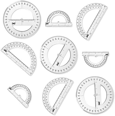 Mr. Pen- Plastic Protractor Kit, 9 Pack, 6-Inch & 4-Inch Protractors Set, Circle Protactor 360 Degree, Swing Arm Protractors, Drafting Tools, Math Geometry Set