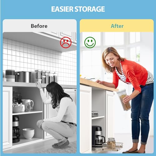 ZOINLIY Pull Out Cabinet Organizer, Versatile Slide Out Kitchen Organizers and Storage,Heavy Duty Drawer Cupboard Storage Basket, Smooth Sliding, Chrome Finish,11.8" W x 21" D - size: 11.8”W x 21”D (Outside Dimensions)