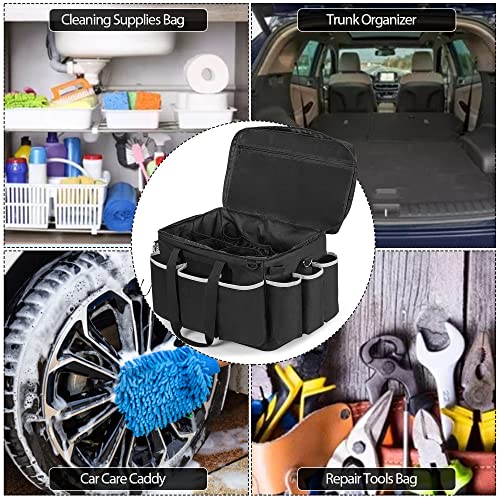 HODRANT Extra-Large Cleaning Caddy with EVA Hard Bottom, High Capacity Cleaning Supplies Organizer for Housekeeping & Home Work, Cleaner Tools Tote Bag with Shoulder Strap, Patent Design