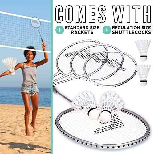 Franklin Sports Badminton Racket + Birdie Set - Replacement Badminton Equipment for Kids + Adults - 2 Player - 4 Player Badminton Racket Sets