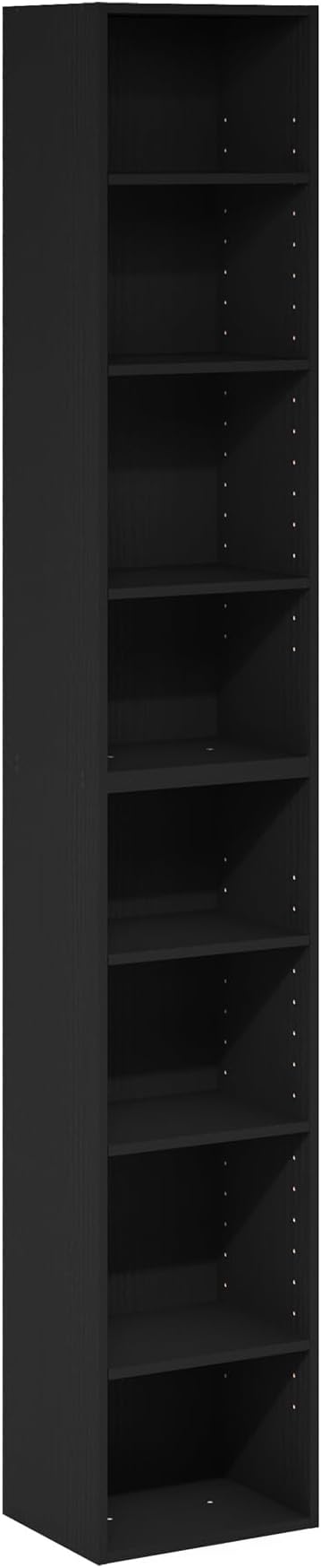 Furinno PASIR Book Shelf, 8-Tier Bookshelf, Bookcase with Open Shelf, 9.3 x 11.8 x 70.9, for Living Room, Bedroom, Home Office, Blackwood