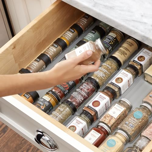 YouCopia SpiceLiner Spice Rack Drawer Organizer (Universal Fit 10’ Roll),Gray - color: Gray