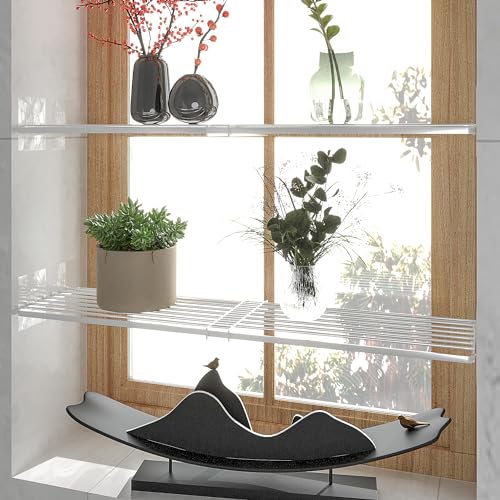 2Pack Expandable Closet Tension Shelves Organizers, Adjustable Wall Mounted Tension Shelf for Cabinet Rack Storage Wardrobe Divider Shelving for Closets Pantry Cupboard Kitchen - size: 2Pack/Liner, Large, W11.8" X L(16.5 "~ 31")