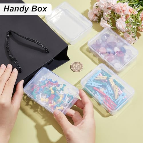 BENECREAT 12 Packs PP Plastic Bead Container Box, 3.7x2.6x1inch Rectangle Storage Organizer Box, Dustproof Case with Hinged Lid for Cards, Beads and Craft Supplies - size: 3.7x2.6x1inch