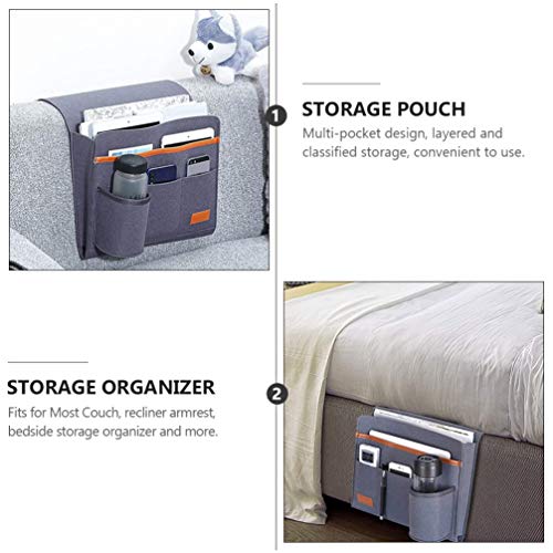 Felt Storage Bag Bed Table Tray for Laptop Couch Side Pocket Table Side Organizer Dorm Bed Felt Bed Storage Organizer Bedside Storage Bedside Sofa Felt Cloth Armrest