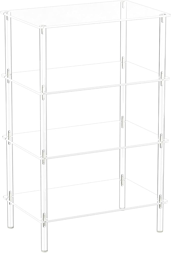 Aquiver Acrylic Small Shoe Rack - 18.1'' L x 11.8'' W x 28.5'' H - 4 Tier Shoe Rack for Front Door Entrance, Entryway, and Closet - Shoe Organizer Narrow Shoe Storage Shelf (Clear)