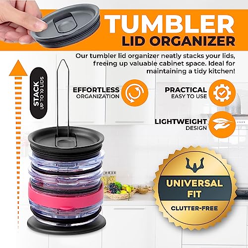 ELYPRO - Revolutionary Tumbler Lid Organizer for Stanley, Yeti Cap Lids- Space-Saving Design - Slim Vertical Storage for Up to 10 Lids , Clutter-Free Kitchen Cabinets and Countertops Organization