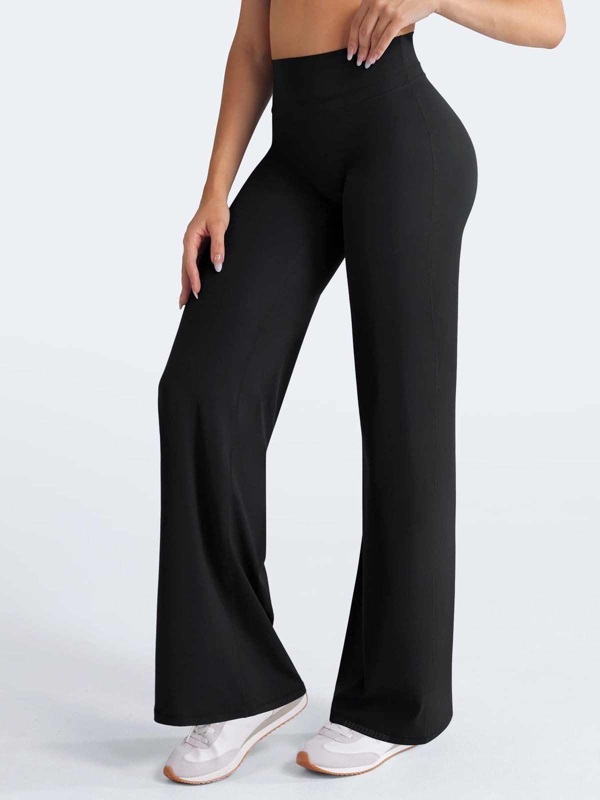 HIGORUN Women Straight Leggings Bottoms High Waisted 31" Wide Leg Pants