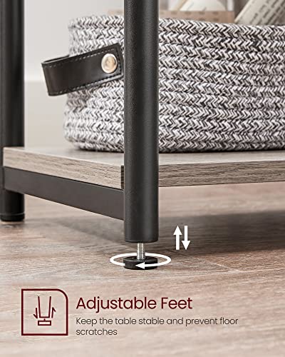 VASAGLE Side Table, Small End Table, Tall Nightstand for Living Room, Bedroom, Office, Bathroom, Greige and Classic Black ULET273B02 - color: Greige + Classic Black
