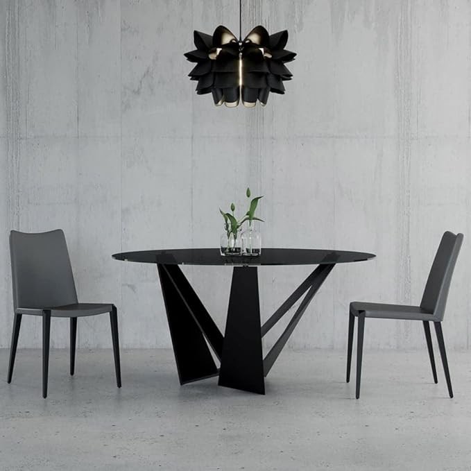 ZURI Modern Jordan Dining Chair in Dark Grey Leatherette and Matte Black Steel Base