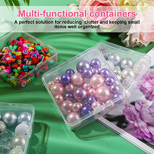 SATINIOR 100 Pcs Clear Plastic Beads Storage Containers Box Small Clear Boxes with Hinged Lid Plastic Case Mini Square Arts Crafts Storage Organizers for Small Items(3.3 x 3.3 x 1.1 Inch) - size: 3.3 X 3.3 X 1.1 Inch
