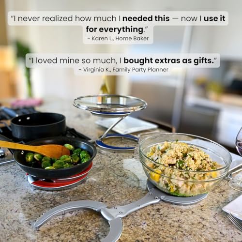 Trivae Pot Lid Holder – 4-in-1 Pot Lid Holder While Cooking, Pan Lid Holder, Trivet & Cake Stand – Versatile Kitchen Tool for Hot Pots, Serving & Display – Space-Saving, Heat-Resistant Stand - color: Royal Blue