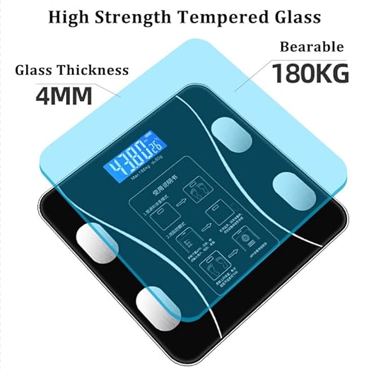 Digital Bathroom Scale Led Display,Scale for Body Weight and Fat Percentage,with Smartphone App Scale USB Rechargeable Wireless Digital Weight Scale