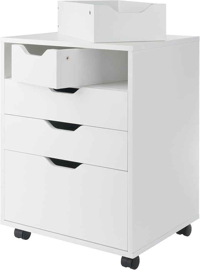 Winsome Halifax Bins & Drawers Mobile Cabinet, for Home Office, White