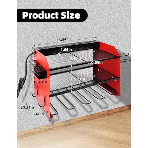 Power Tool Organizer wtih Charging Station£¬3 Layers Storage Rack with Screwdriver Rack 6 Drill Holders 8 Outlets Max Load 110lbs£¬for Workshop Garage Organizers and Storage Tool Battery Holder (Red)