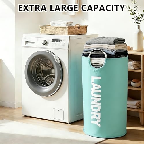 A large 90 liter laundry basket that can be folded for easy carrying. Suitable for bathrooms, laundry rooms, and travel (Blue) - color: Blue