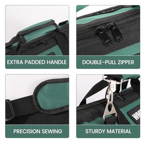 17 in Heavy Duty Tool Bag, 24-Pocket Empty Portable Tool Bags,1680D Thickened Oxford Cloth Tool Bag Organizer,Soft Handle Large Zipper Toolbag for HVAC Craftsman Contractor Carpenter