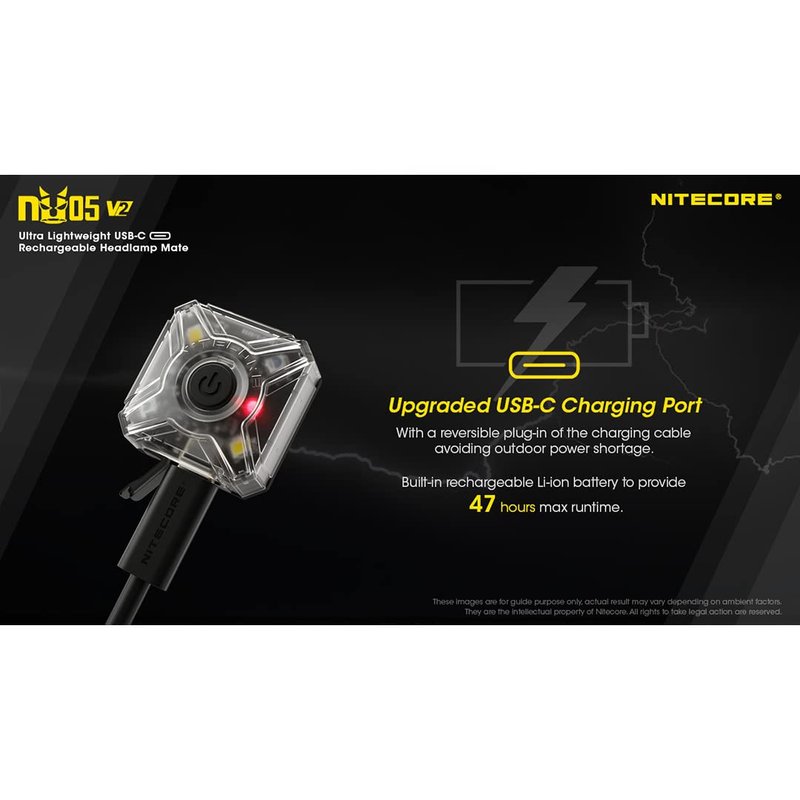 Nitecore NU05 v2 Signal and Safety Light, USB Rechargeable Red White LEDs with LumenTac Charging Cable