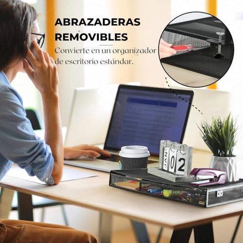 Under Desk Drawer Organizer Clamp-On, Mesh Metal Attachment, 1 Drawer Slide Out, On or Under Desk Organizer for Office Supplies & Home Essentials - size: 1 Drawer