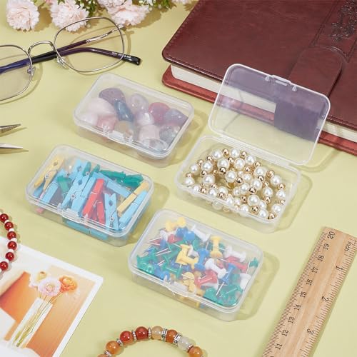 BENECREAT 12 Packs Rectangle PP Plastic Container Box, 3x2x0.8inch Bead Storage Organizer Box, Dustproof Case with Hinged Lid for Cards, Beads and Craft Supplies - size: 3x2x0.8inch