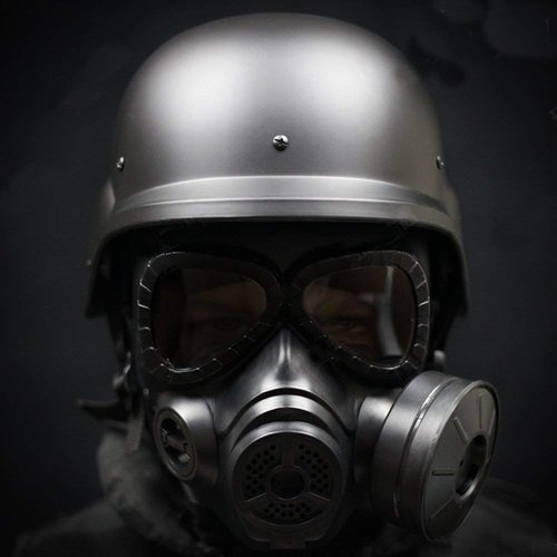 M04 Airsoft Protective Gas Mask, Tactical Full Face Eye Protection Skull Dummy Game Mask with Adjustable Strap for BB Gun CS Cosplay Halloween Masquerade Costume,No Anti-Gas Function,2 Filter Fans