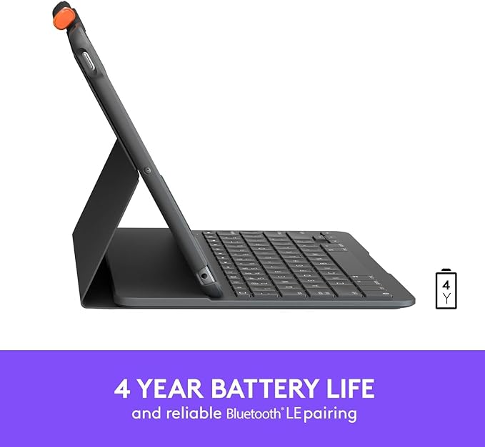 Logitech IPad (7th, 8th and 9th Generation) Keyboard Case Slim Folio with Integrated Wireless Keyboard -Graphite (Renewed)