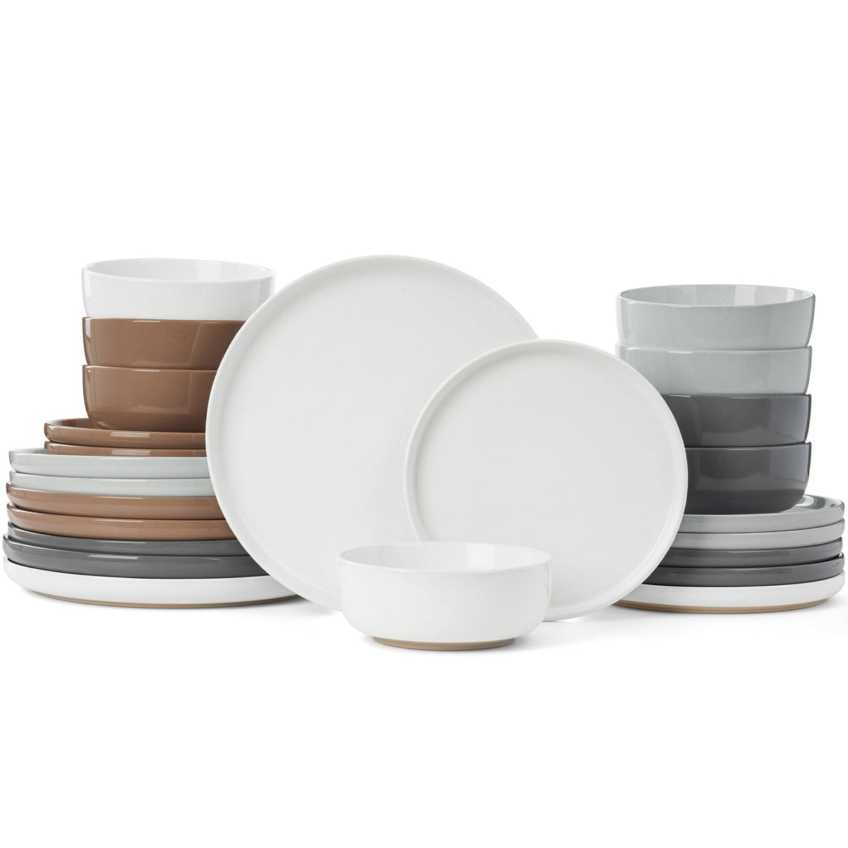 Famiware Milkyway 16-Piece Dinnerware Set with Mugs, Dark Gray