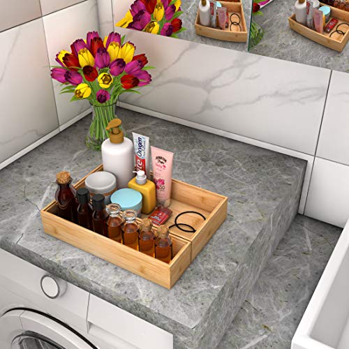 Utensil Organizer Silverware Drawer Organizer - Stackable Bamboo Flatware Caddy Cutlery Holder, Wooden Storage Boxes Tray for Bedroom,Office, Bathroom, Vanity & Garage Tool Organization(12"3"2.5") - size: 12x3x2.5inch