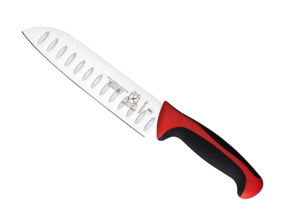 Mercer Culinary Millennia Colors 7-Inch Granton Edge Santoku Knife, Green