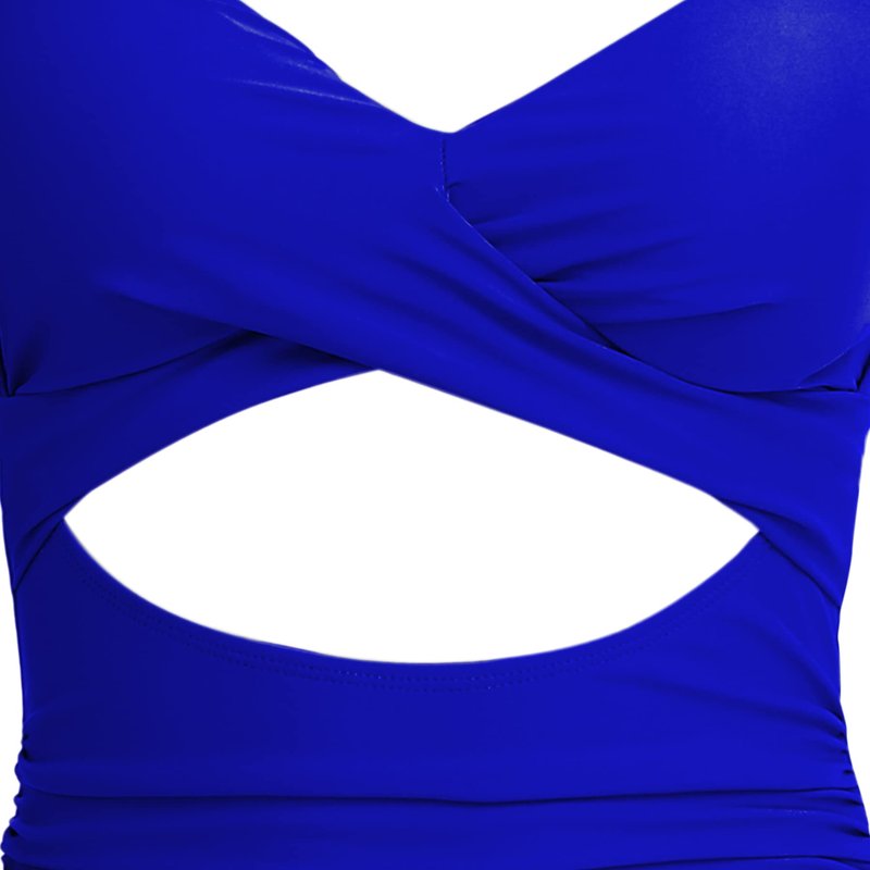 Eomenie Women's One Piece Swimsuits Tummy Control Cutout High Waisted Bathing Suit Wrap Tie Back 1 Piece Swimsuit Royal Blue