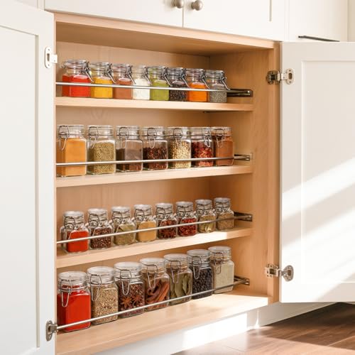 ComSaf Set of 12 Square Glass Spice Jars with Airtight Lids (4 Oz), Mini Favor Jars with Wire Clamp for Honey, Herbs & Farmhouse Kitchen Pantry Organization, with Funnel & Labels - size: 4oz*12