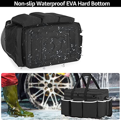 HODRANT Extra-Large Cleaning Caddy with EVA Hard Bottom, High Capacity Cleaning Supplies Organizer for Housekeeping & Home Work, Cleaner Tools Tote Bag with Shoulder Strap, Patent Design