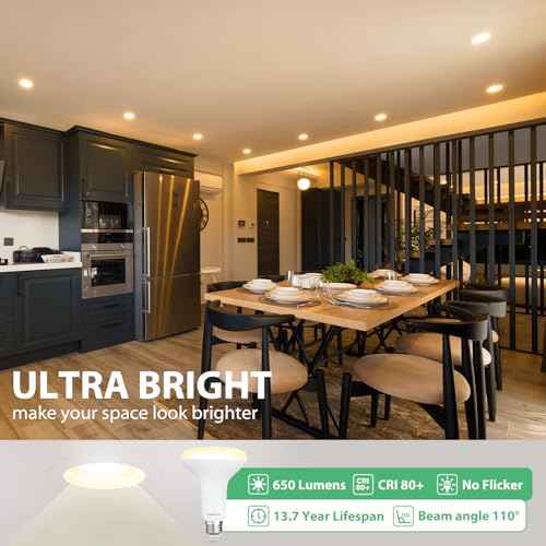 16 Pack BR30 LED Bulb, Dimmable Indoor Flood Lights 7W Equivalent 65W 2700K Soft White, CRI80, 650 LM, E26 Base, 15000 Lifetime Hours, Interior Energy Saving Recessed Light Bulb, Flicker-Free