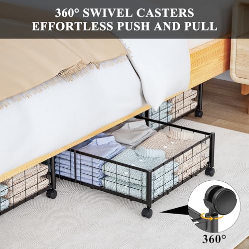 Hleelomi Under Bed Storage with Wheels, 360° Rotating, No-Assembly Underbed Storage Containers, 2PACK - size: 2 Pack without Cover