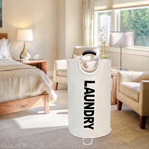 Maxsilan 125L X-Large Laundry Basket, Freestanding Tall Clothes Hamper, Collapsible Laundry Bag, Beige - color: Beige, size: 125L