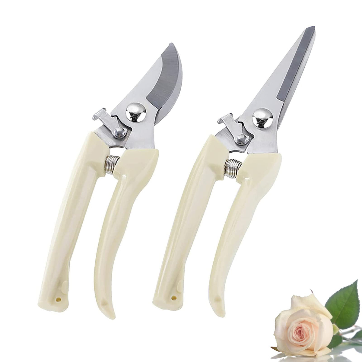 Leize Pruning Shears, Gardening Hand Pruner, Floral Shears, Strong Pruner for Flowers, Branches and Leaves (CreamA)