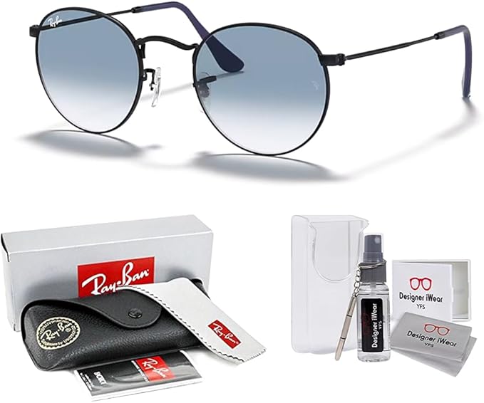Ray-Ban RB3447 ROUND METAL Sunglasses For Men +BUNDLE with ACCESSORY EYEWEAR KIT