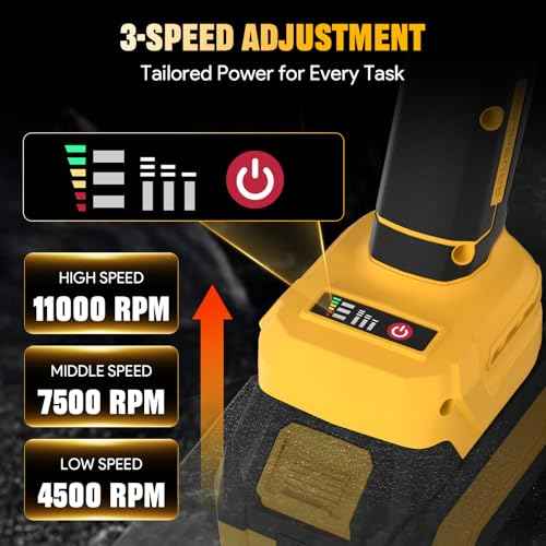 Cordless Angle Grinder, 4-1/2 Inch Power Grinder Tools Compatible with Dewalt 20V MAX Battery, 3 Speed Power Cordless Grinder for Metal Grinding, Cutting, Rust Removal (Battery Not Included)