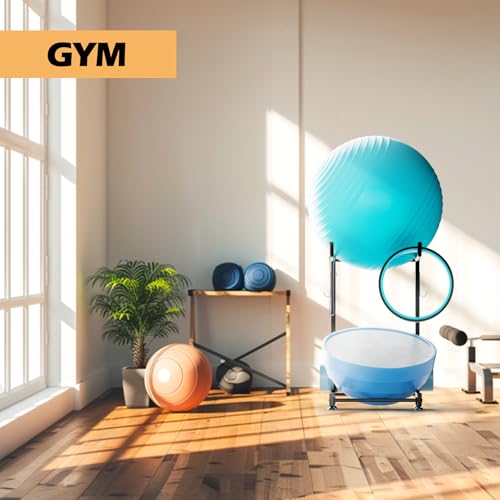 Exercise Ball Holder - Medicine Ball Rack for 85cm Yoga Ball Yoga Mat Storage, Garage Stability Ball Organizer Stand for Home Gym